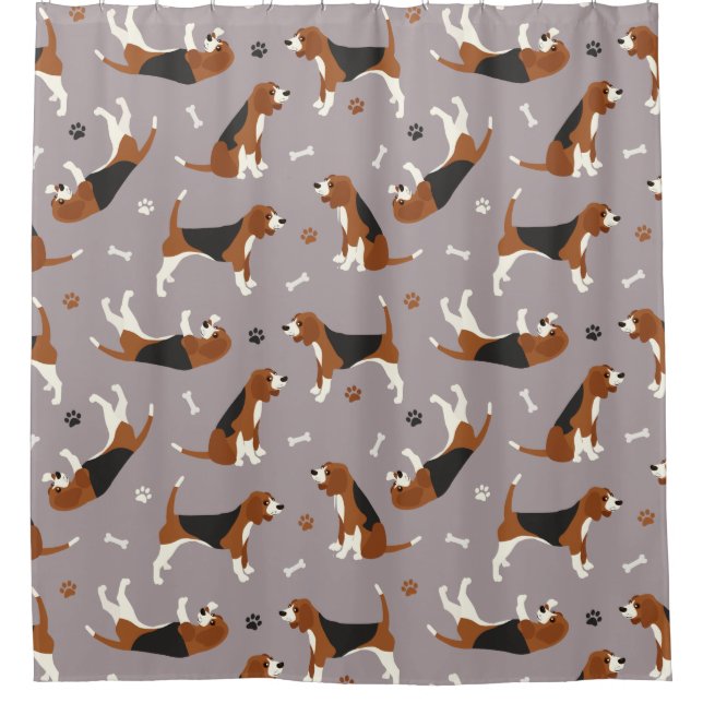 Rideaux De Douche Pâtes et os Beagle mignons Gris (Devant)