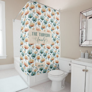 Rideaux De Douche Patrimoine familial floral aquarelle vintage