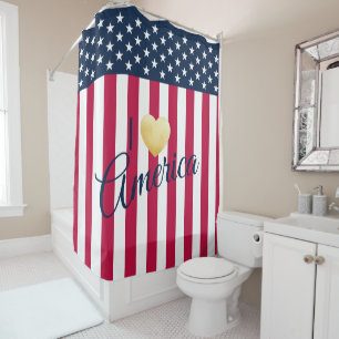 Rideaux De Douche Patriotique dire que j'aime l'Amérique US Drapeau