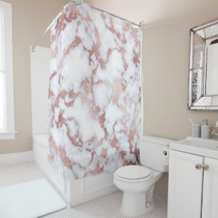 Rideaux De Douche Patterns de Chic Rose Gold White Marble Stone