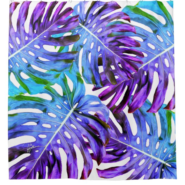 Rideaux De Douche Patters de Purple Pink Tropical (Devant)