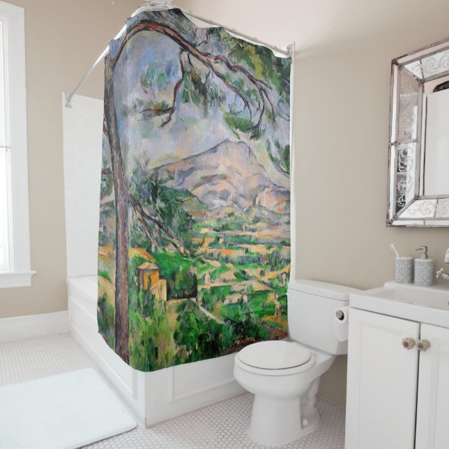 Rideaux De Douche Paul Cezanne - Mont Sainte-Victoire et Grand Pin (En situation)