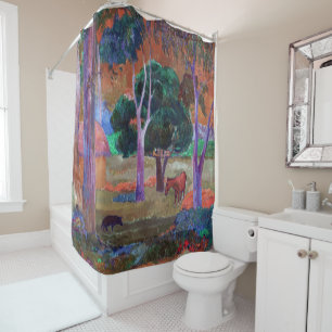 Rideaux De Douche Paul Gauguin - Paysage avec un cochon et un cheval