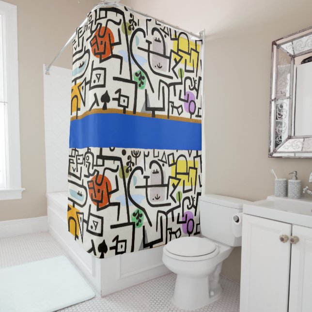 Rideaux De Douche Paul Klee "Port riche" Moderne Abstrait (En situation)