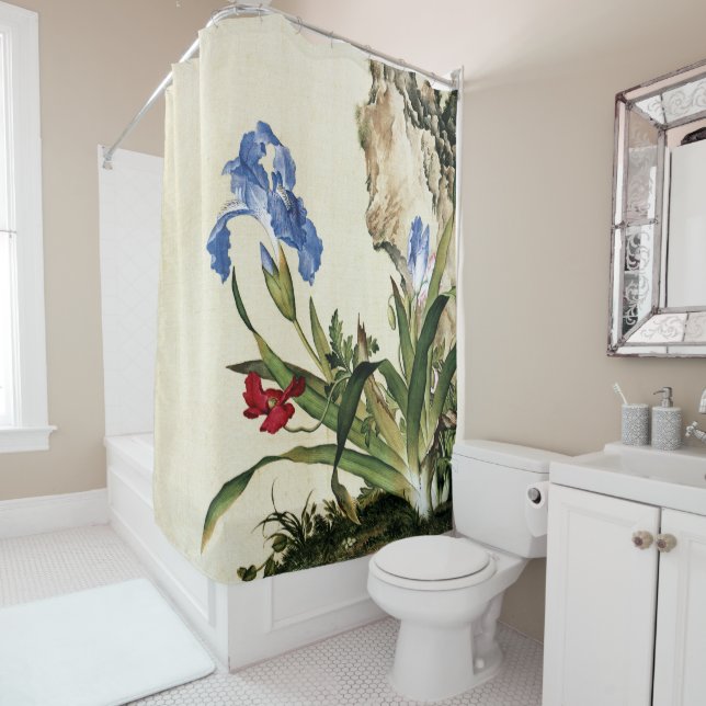 Rideaux De Douche Pavot et Papillon Flower Art (En situation)
