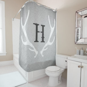 Rideaux De Douche Pays blanc et gris rustique de toile de jute