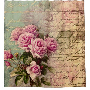 Rideaux De Douche Pays français chic, roses chics et roses minables
