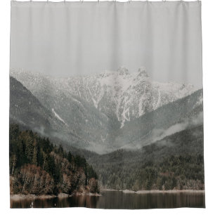 RIDEAUX DE DOUCHE PAYSAGE D'ARBRES ET DE MONTAGNE