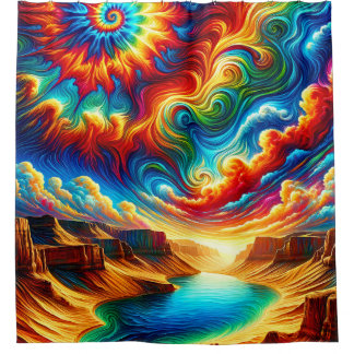 Rideaux De Douche "Paysage du canyon psychédélique - Surreal Ar vif