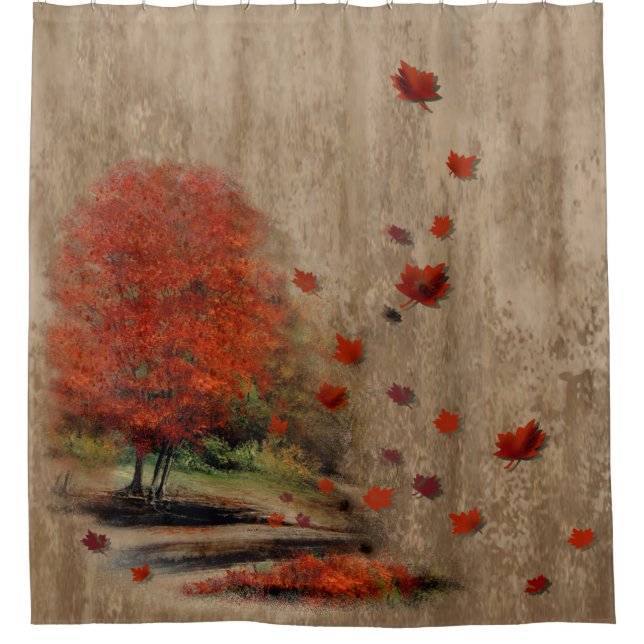 Rideaux De Douche Paysage Feuille en chute (Devant)