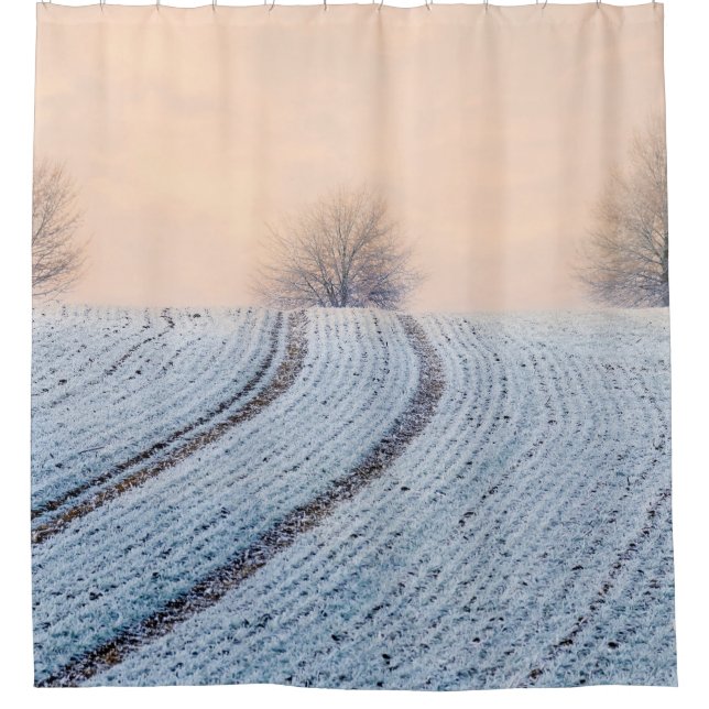 Rideaux De Douche Paysage hivernal Arbres avec Hoarfrost, Bain (Devant)
