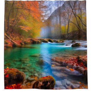 Rideaux De Douche Paysage paisible de la rivière d'automne