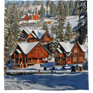 Rideaux De Douche Paysage, ski, neige, hiver, actif, air, froid,