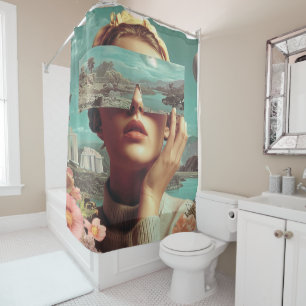 Rideaux De Douche Paysage surréaliste Vision, Portrait féminin surré
