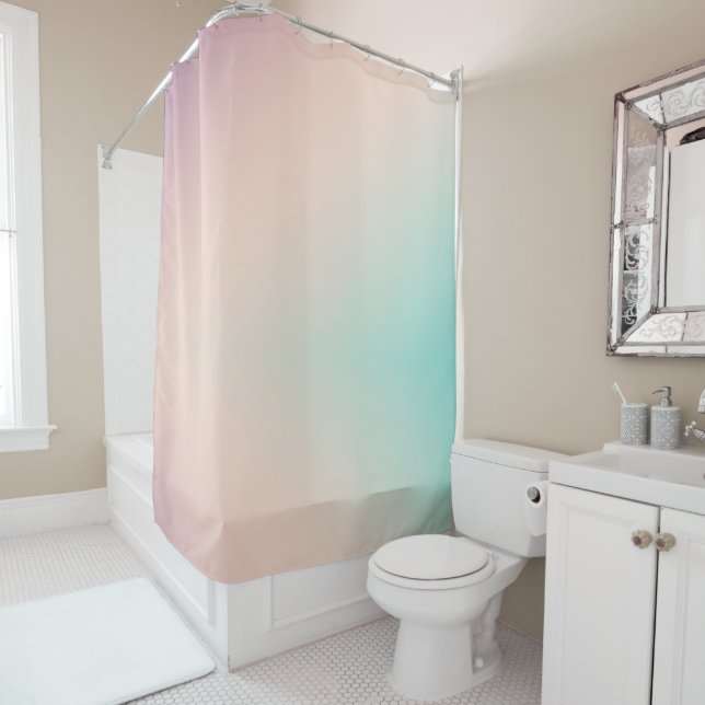 Rideaux De Douche Peach Aqua Tie Dye Ombre (En situation)