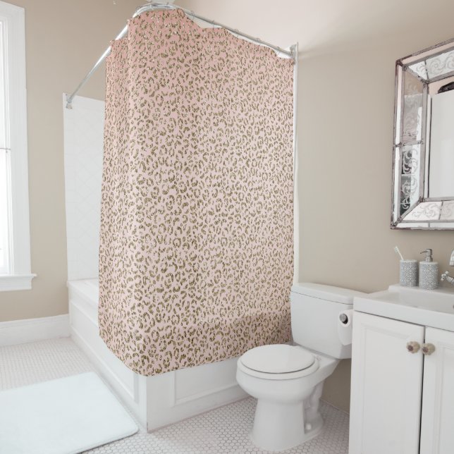 Rideaux De Douche Peach Blush Parties scintillant rose Empreinte de  (En situation)