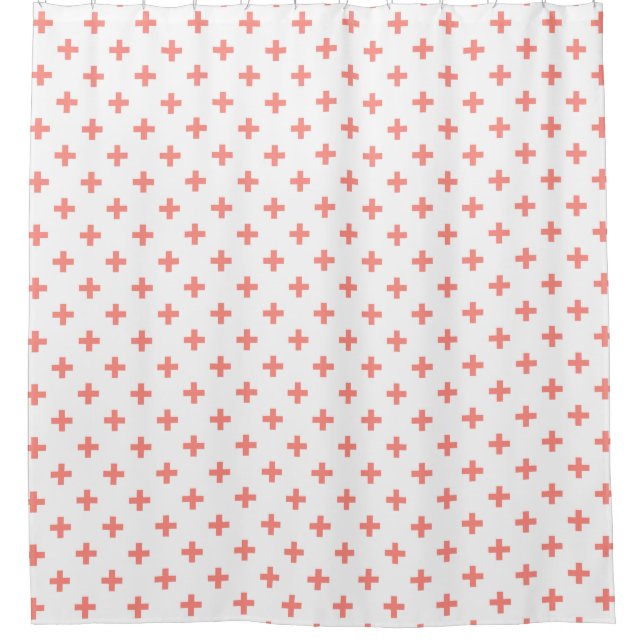 Rideaux De Douche Peach polka croise sur blanc (Devant)