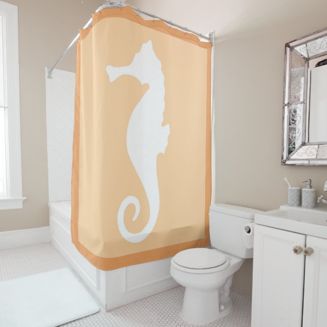 Rideaux De Douche Peach Seahorse (En situation)