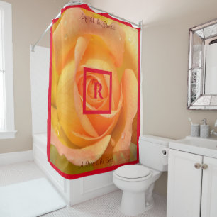 Rideaux De Douche Peach Yellow Un Rose est le meilleur monogrammé
