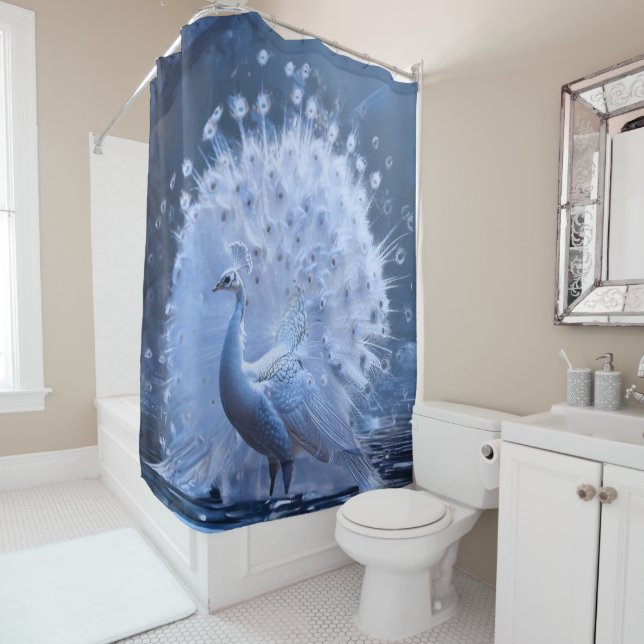 Rideaux De Douche Peacock blanc gracieux entièrement ventilé (En situation)