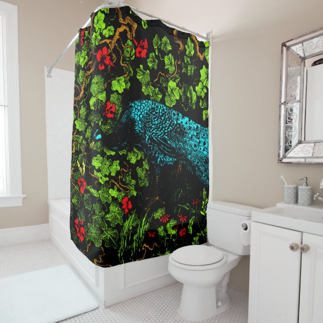 Rideaux De Douche Peacock et Butterfly de style Art nouveau néerland (En situation)