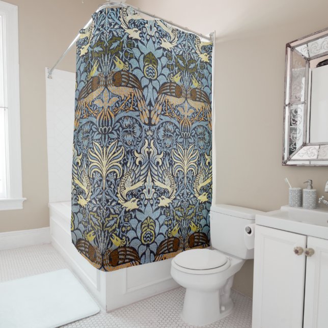 Rideaux De Douche Peacock et Dragon, William Morris (En situation)