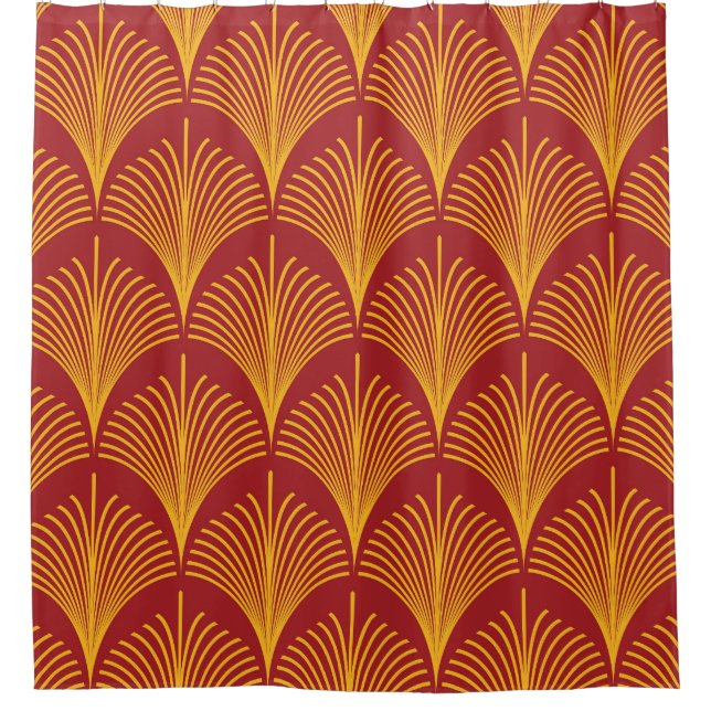 Rideaux De Douche Peacock or rouge : Art Déco. (Devant)