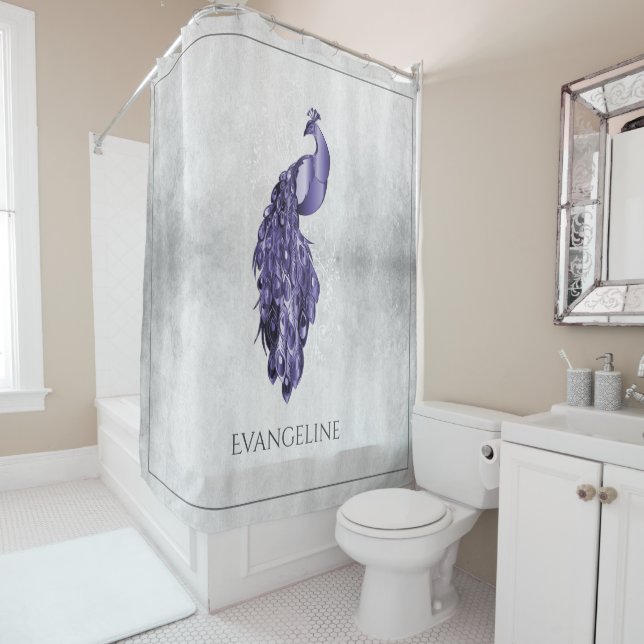 Rideaux De Douche Peacock violet élégant (En situation)