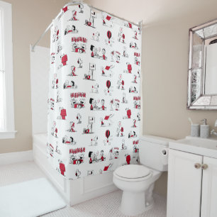 Rideaux De Douche PEANUTS   Motif rouge et noir