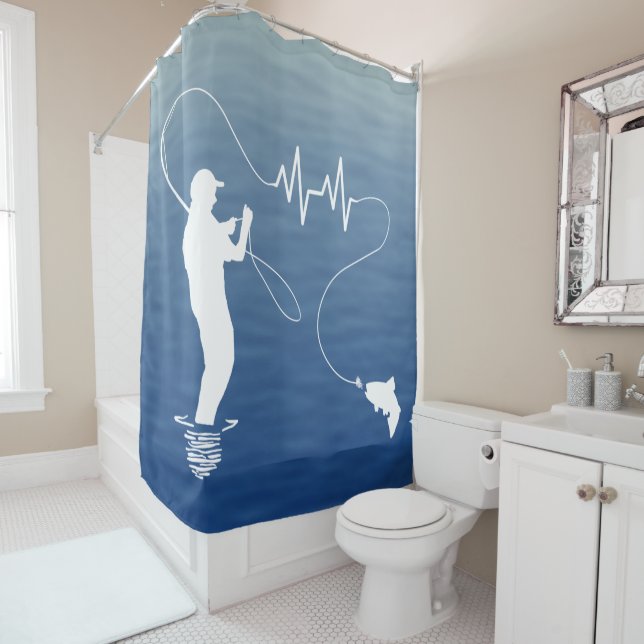 Rideaux De Douche Pêche à la mouche Homme Pêche truite pouls (En situation)