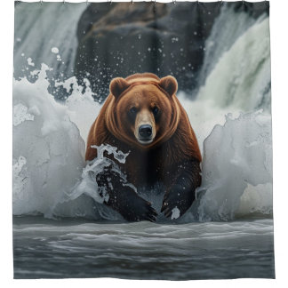 Rideaux De Douche Pêche à l'ours grizzli à Falls