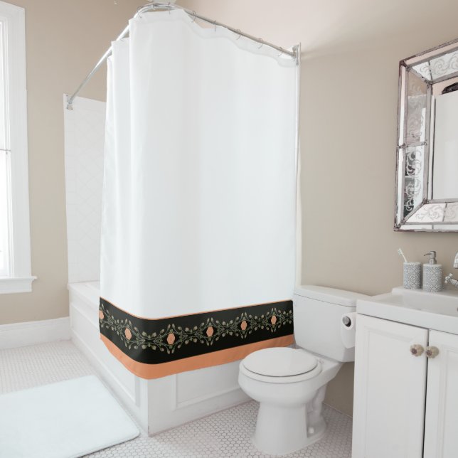 Rideaux De Douche Pêche Blanche Et Vert (En situation)