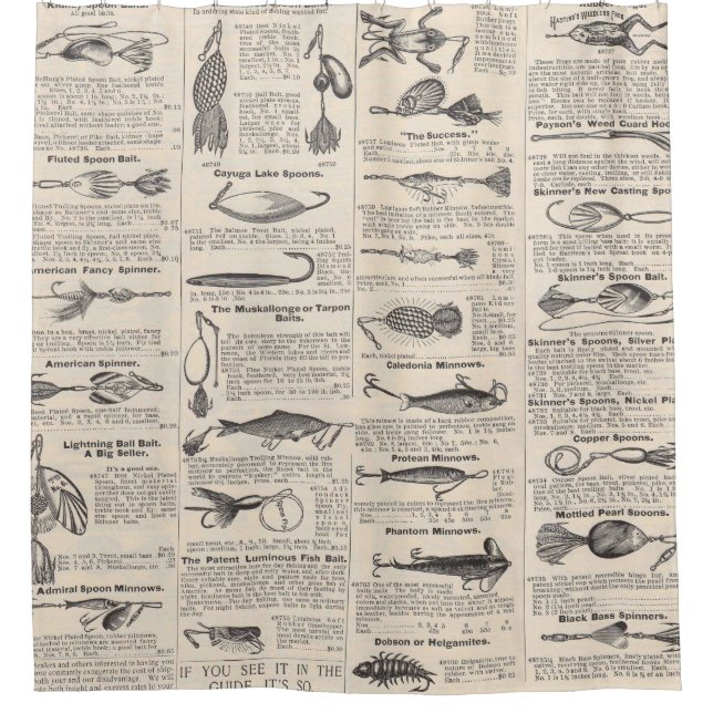 Rideaux De Douche Pêche vintage leures : pêcheur d'antiquité des ann (Devant)