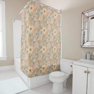 Rideaux De Douche Pêcher Orange rose gris floral