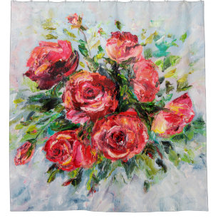 Rideaux De Douche  Peinture à l'huile abstraite de beau bouquet frai
