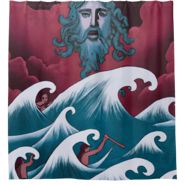Rideaux De Douche Peinture à l'huile de Neptune Crimson (Devant)
