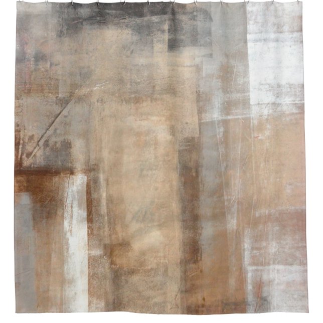 Rideaux De Douche Peinture Abstraite Brown et beige abstraite, doule (Devant)