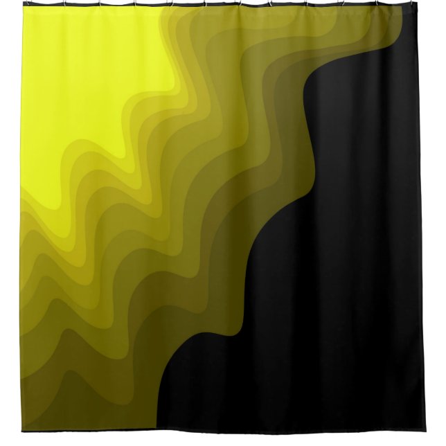 Rideaux De Douche Peinture abstraite noire et jaune (Devant)