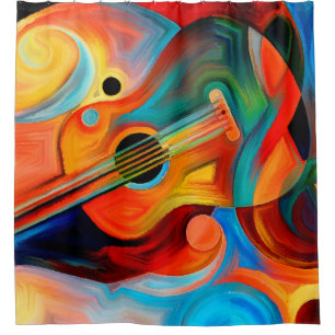 Rideaux De Douche Peinture Abstraite sur le thème de la musique et 