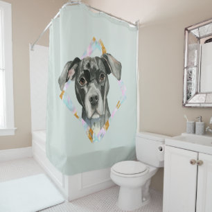 Rideaux De Douche Peinture d'aquarelle de chien de pitbull de