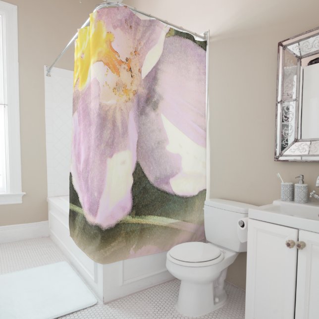 Rideaux De Douche Peinture d'aquarelle florale Crocus (En situation)