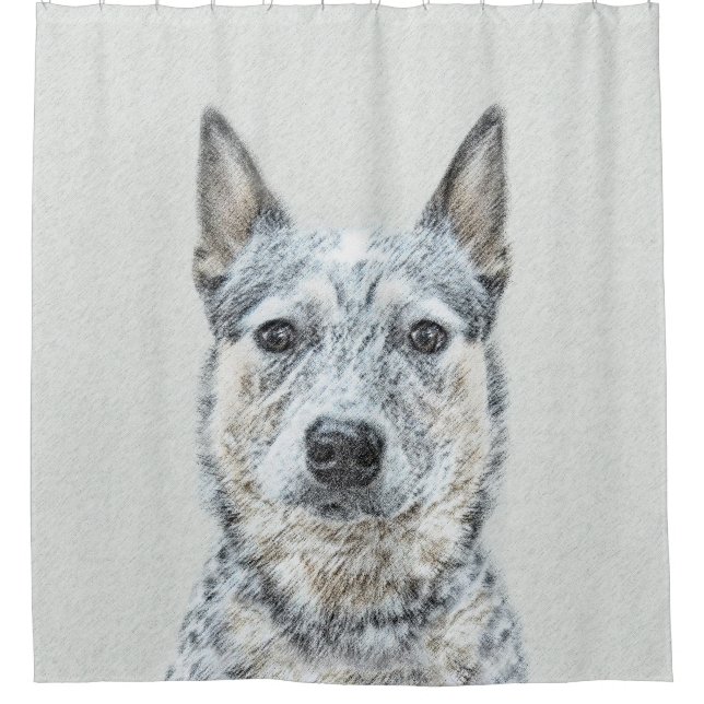 Rideaux De Douche Peinture de chien de bétail australien - Beau art  (Devant)