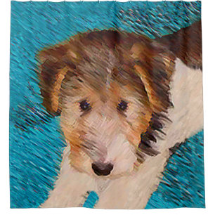 Rideaux De Douche Peinture de chiot Terrier Fox - Art de chien origi