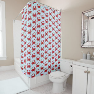 Rideaux De Douche Peinture de crabe rouge Motif nautique