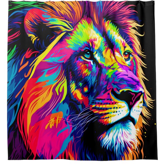 Rideaux De Douche Peinture de portrait de Lion (Devant)