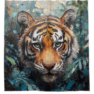 Rideaux De Douche Peinture de portrait de tigre dans la jungle