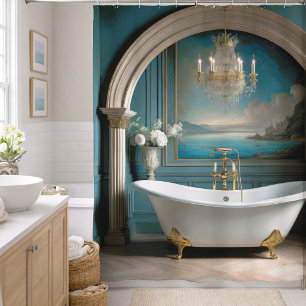 Rideaux De Douche Peinture de salle de bain luxueuse avec baignoire