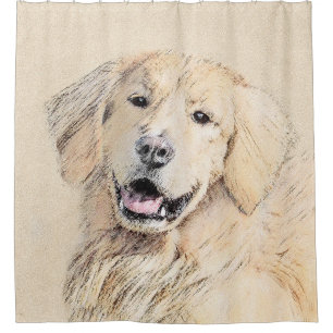 Rideaux De Douche Peinture Golden Retriever - Joli art original chie