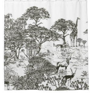 Rideaux De Douche Peinture murale Safari Vue panoramique, African La