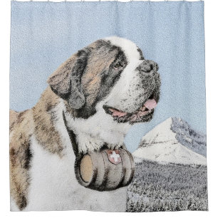 Rideaux De Douche Peinture Saint Bernard - Cute Original Chien Art